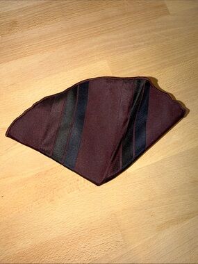 Alexander Olch Burgundy Pocket Square with Black Stripe Accents